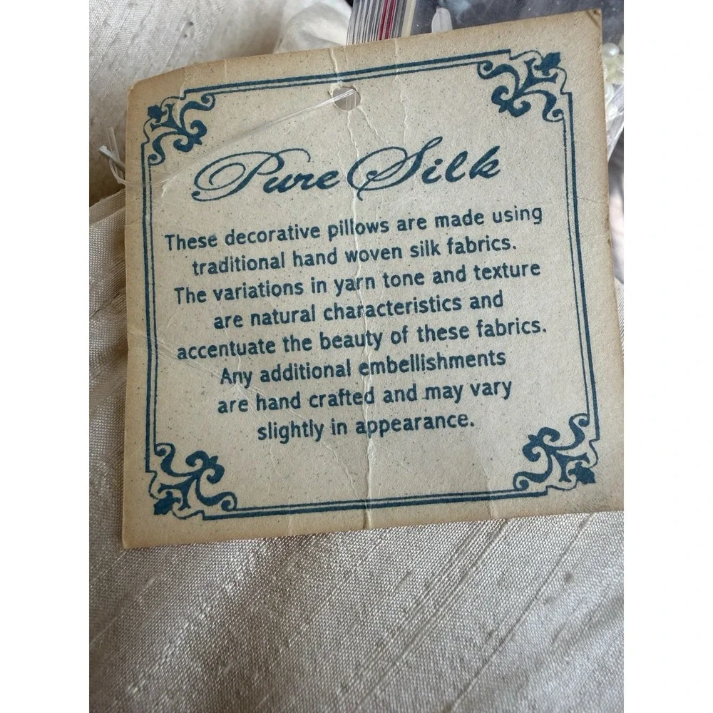 Pure Silk India Ink Pearl Throw Pillow Set of 2 Ivory Cream Bridal Baby Romantic